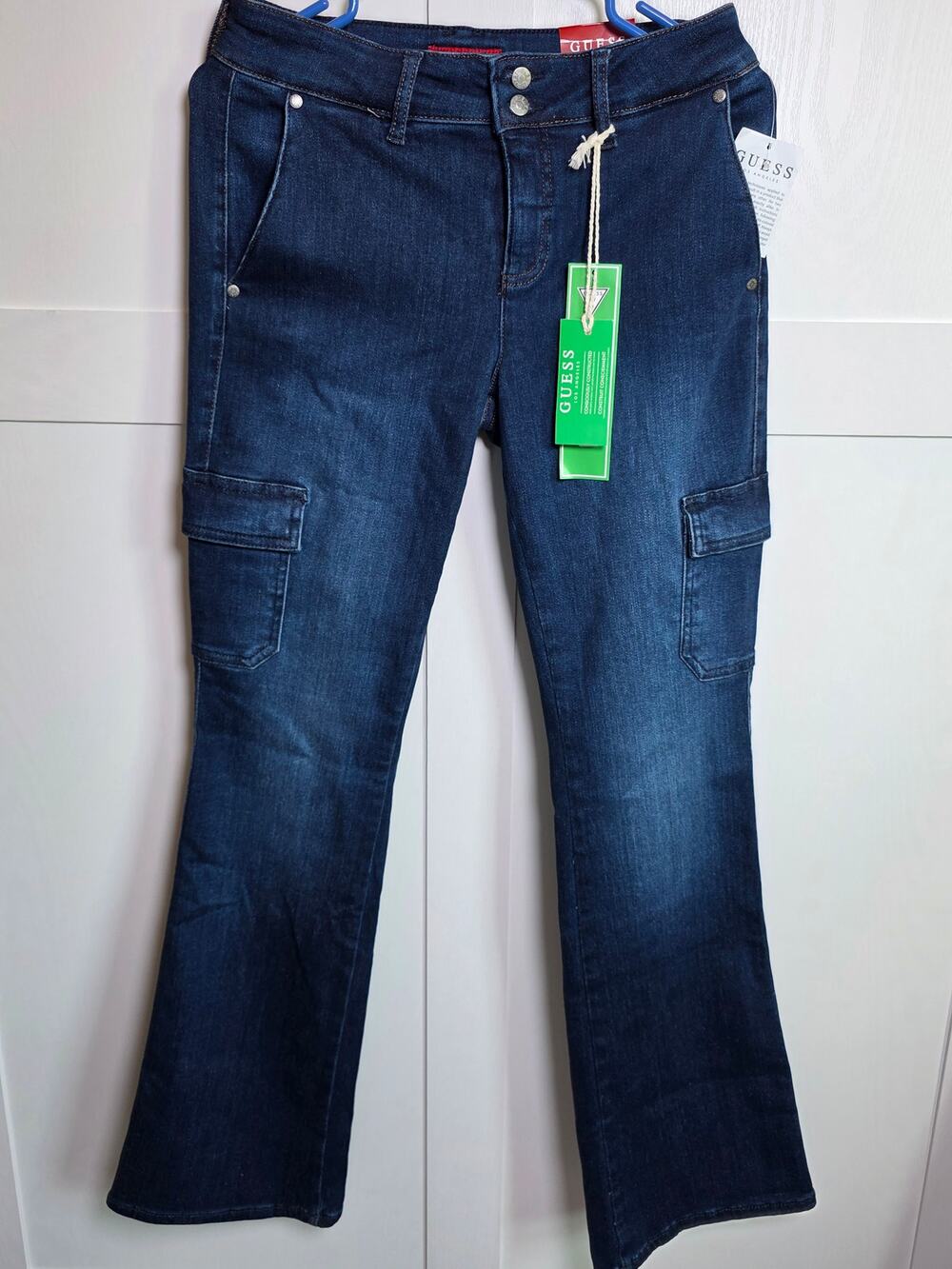Guess Jeans Connie Cargo Mid Rise Boot Cut Stretch Denim / Seductive Blue 28x32